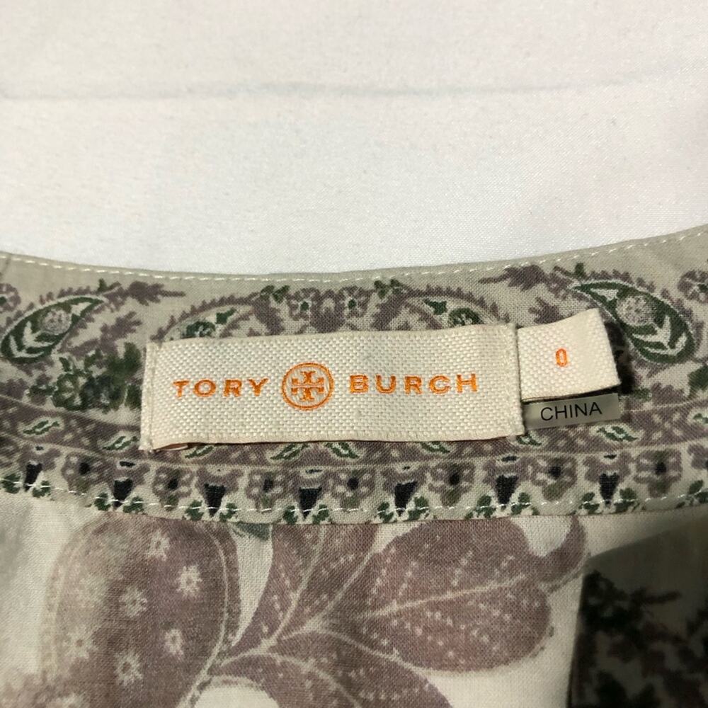 Tory Burch embellished botanical print v neck long sleeve womens tunic top S - Picture 3 of 12
